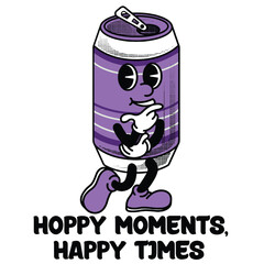 Wall Mural - Beer Character Design With Slogan Hoppy moments, happy times