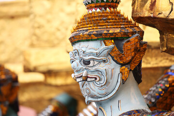 Wall Mural - demon which support pagoda