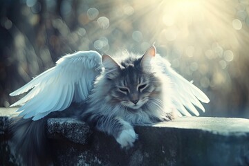 Canvas Print - cute angel cat with wings