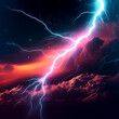 Neon Lightning Strike, Created with Generative AI Technology