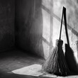 broom in a corner of the room