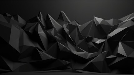 Poster - Black low poly background or screensaver. AI generative.