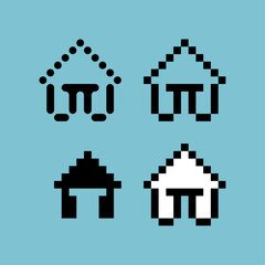 Poster - Pixel art outline sets of house icon with variation color item asset. house icon on pixelated style. 8bits perfect for game asset or design asset element for your game design asset
