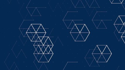 Poster - Dynamic blue background made of hexagons. Rendering animation.