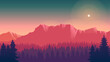 © alvnprbw_ - Colorful mountain background, mountain landscape in dusk, flat design mountain style