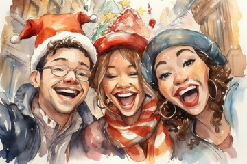 Canvas Print - Holiday Selfies - Generative AI