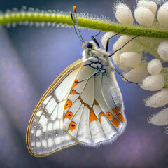 Wall Mural - Macro shots, Beautiful nature scene. Closeup beautiful butterfly sitting on the flower in a summer garden.