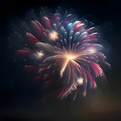 Poster - Colorful fireworks, explosion on black background. New Year's fun and festivities.