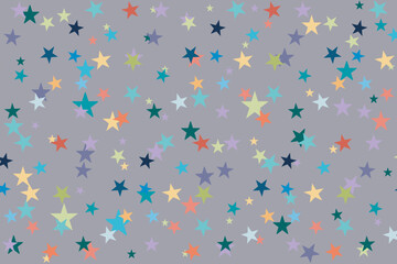 Poster - Illustration of abstract stars on grey background.