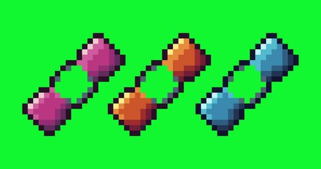Poster - Green screen of candy ,candy icon bits pixel slowly appeared and dissappeared. Simple animation from  pixel dots form sets of candy icon . Usefull for game asset or design asset animate.