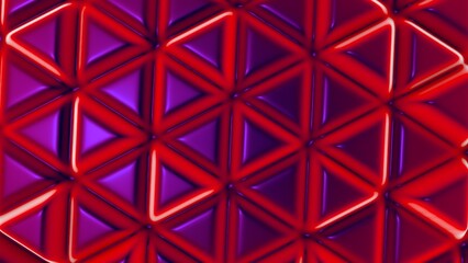 Poster - Abstract background from red triangles. Rendering illustration.