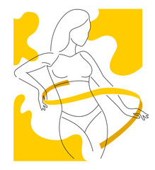 Wall Mural - Beautiful fitness woman body with tape around