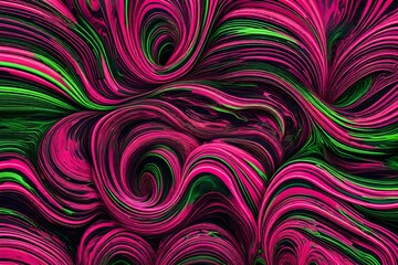 Wall Mural - Neon pink and electric green, a surreal explosion of vibrant colors.