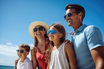 Wall Mural - A group of people standing next to each other on a beach