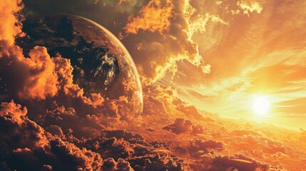 Poster - Sunset over the planet Earth