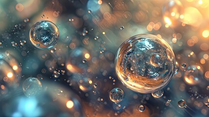 Poster - Abstract background with bubbles. Bubbles floating in water
