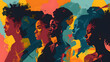 Illustration of abstract background for Black History Month featuring equality, justice, racism, and discrimination,