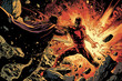 The comic book style depicted the intense showdown between the superhero and the nefarious antagonist, each frame pulsating with energy