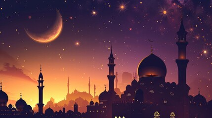 Wall Mural - Ramadan kareem islamic greeting card background illustration.