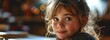 © EMRAN - 5 year old girl is considering something naive, before his study desk.