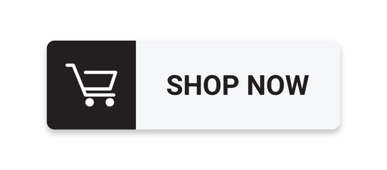 Canvas Print - Shop now button with cart icon for web and mobile vector illustration