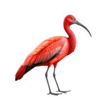 Scarlet Ibis Bird Isolated On White Or Transparent Background