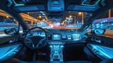 Fototapeta Góry - Bright luminous interior of a modern car