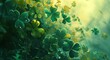 a flower shaped background with some green clovers