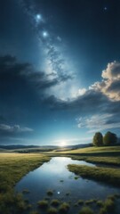 Wall Mural - landscape under the moon