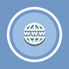 Www Icon Vector. Website icon vector in trendy flat style. World wide web internet icon image, World wide web internet icon illustration isolated on blue background