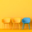 © Yassine - The yellow chair stands out from the crowd. Business concept