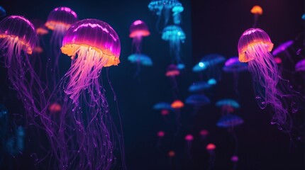 Wall Mural - glowing jellyfish