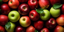 Assortment Of Crimson And Emerald Apples On A Backdrop Of Matured Apples.