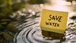 © Anamul Hasan - The text SAVE WATER written in a sticky note, sticky note on the water