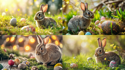 easter rabbits and eggs