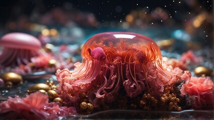 Wall Mural - glowing jellyfish