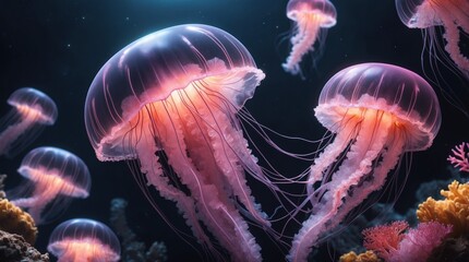 Wall Mural - Glowing jellyfish