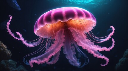 Wall Mural - glowing jellyfish