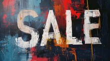 The Word Sale Made Of Grunge Paint On Wall. Art Season Of Sales And Discounts.
