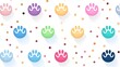 a playful pattern of colorful paw prints from both dogs and cats, creating a whimsical and charming composition, Abstract Texture - Generative AI	
