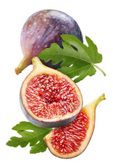 Wall Mural - Ripe fig fruits on the white background
