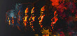 © NE97 - Black History Month banner featuring the silhouette profile of African and African American men on a black background,