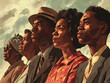 Bravely observes a group of African Americans in a concept illustration for Black History Month,