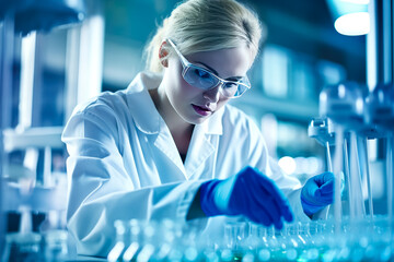 Female researcher carrying out scientific research in a lab