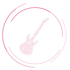 Canvas Print - The guitar symbol filled with pink dots. Pointillism style. Vector illustration on white background