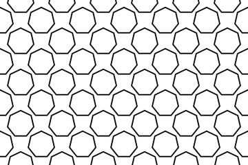 Poster - Seamless pattern completely filled with outlines of heptagon symbols. Elements are evenly spaced. Illustration on transparent background