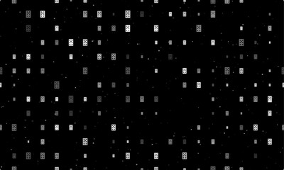 Poster - Seamless background pattern of evenly spaced white seven of hearts playing cards of different sizes and opacity. Vector illustration on black background with stars