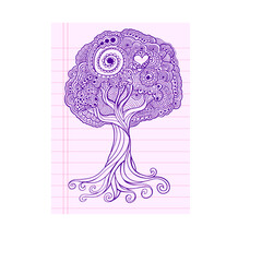 Aufkleber - Henna Doodle Tattoo Tree Vector Illustration Art Design