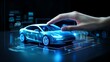 © ASoullife - Revolutionizing Transportation: Futuristic EV Concept Car Unveiled in Mesmerizing Holographic Dashboard Display. A Sustainable Energy Iconic Journey into the Future of Innovative Technology.