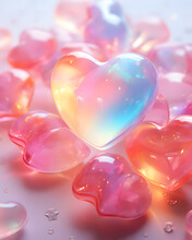 Cute Rainbow Hearts - Love Background Design